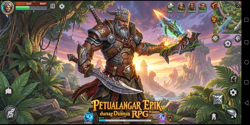 Tampilan menarik dari gameplay RPG yang mendebarkan di 555F.