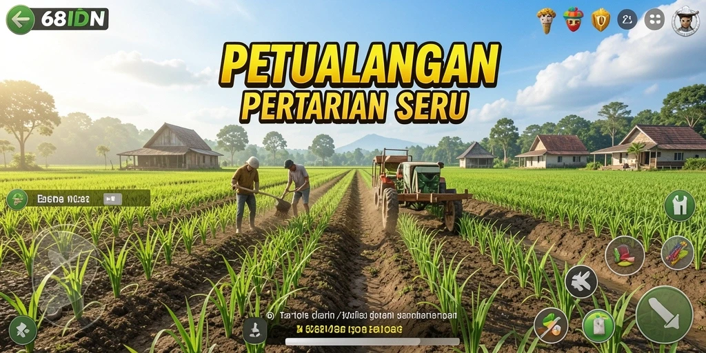 Tampilan menarik gameplay pertanian dalam 68IDN yang penuh warna.