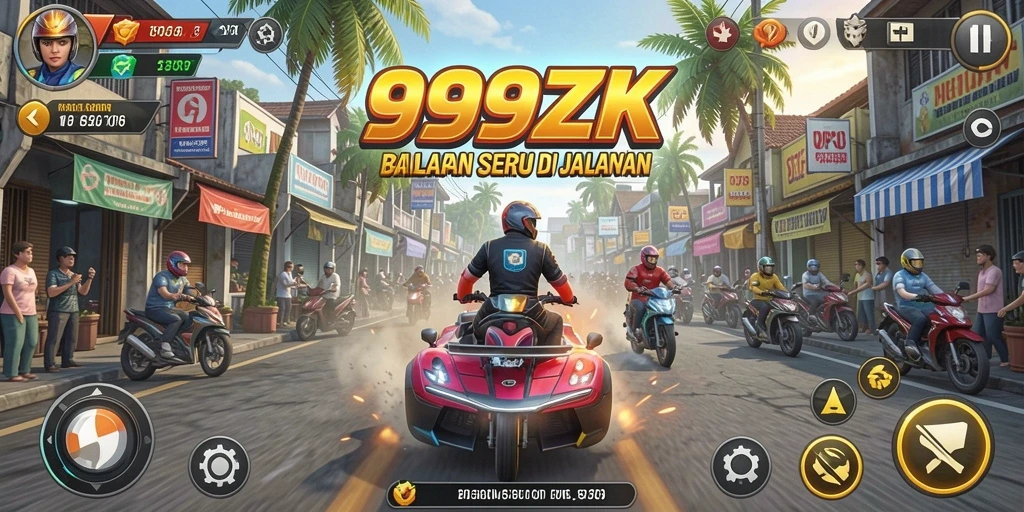 Gameplay balapan seru dan mendebarkan di 999ZK.