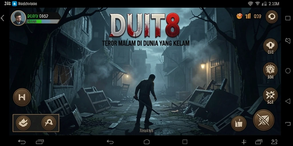 Tampilan gameplay menegangkan dengan suasana horor yang mencekam.