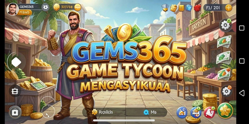 Screenshot GEMS365 menampilkan gameplay Tycoon yang seru dan strategis.