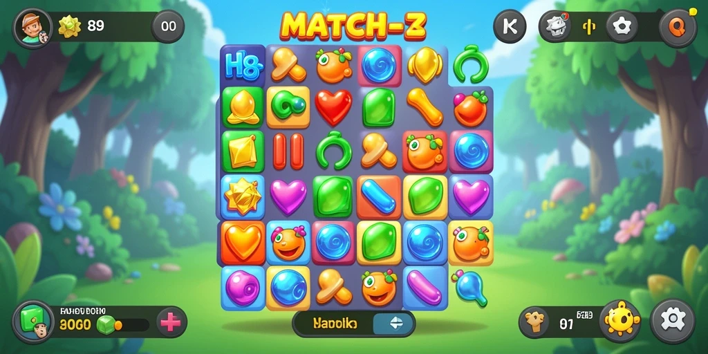 Tangkapan layar gameplay H89 dengan objek berwarna-warni.