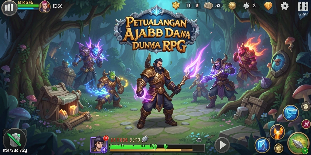 Screenshot utama game ID66 menampilkan pertarungan epik dalam dunia RPG.