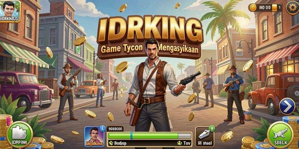 Screenshot menunjukkan gameplay seru di IDRKING dengan berbagai aktivitas manajemen.