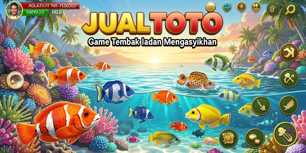 Screenshot gameplay JUALTOTO menampilkan aksi menembak ikan yang seru.