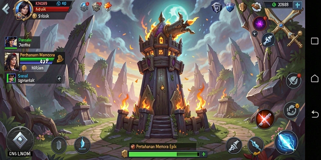 Screenshot gameplay KNO89 menampilkan serangan musuh yang seru.