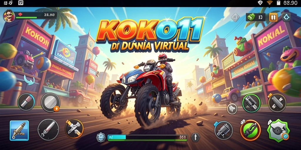 Tampilan gameplay KOKO11 yang mendebarkan dan penuh aksi balapan.