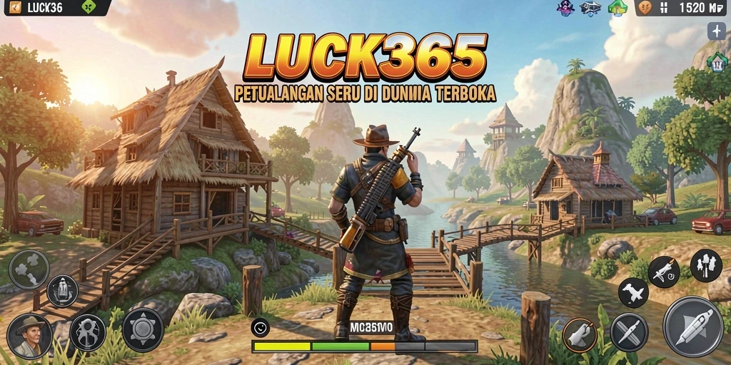 Tampilan gameplay LUCK365 menampilkan eksplorasi dunia terbuka yang luas.
