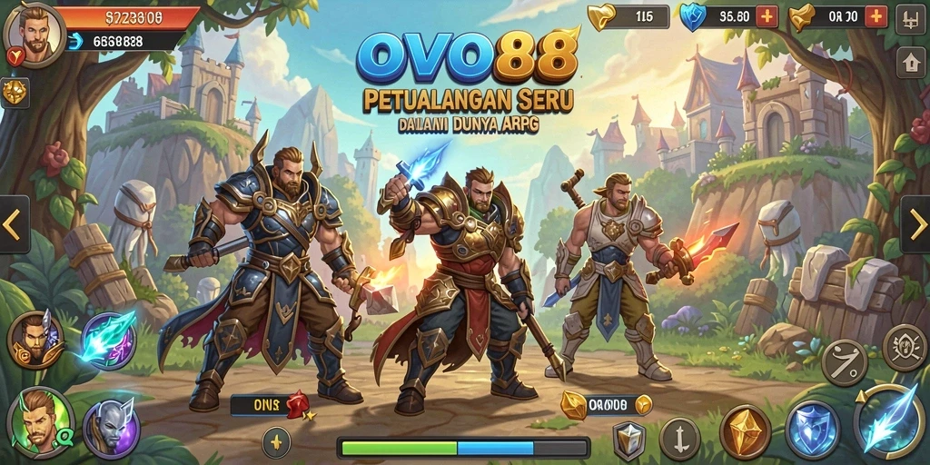 Tangkapan layar menampilkan pertarungan epik dalam OVO88 ARPG.