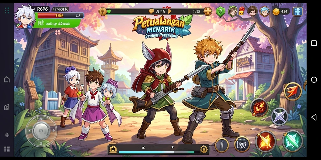 Tampilan gameplay R6R6 yang memukau dan karakter anime yang dinamis.