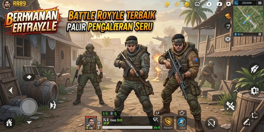 Tampilan gameplay seru dari pertempuran Battle Royale dalam RR89.