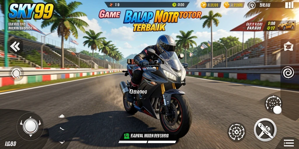 Tampilan gameplay seru dari SKY99 dalam balap motor.