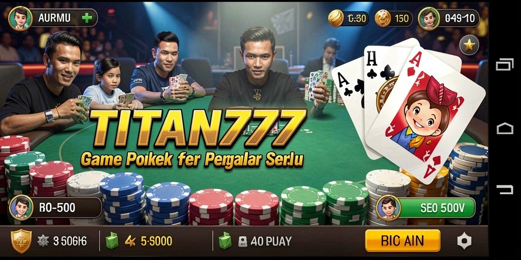 Tampilan gameplay seru di TITAN777 dengan berbagai meja poker.