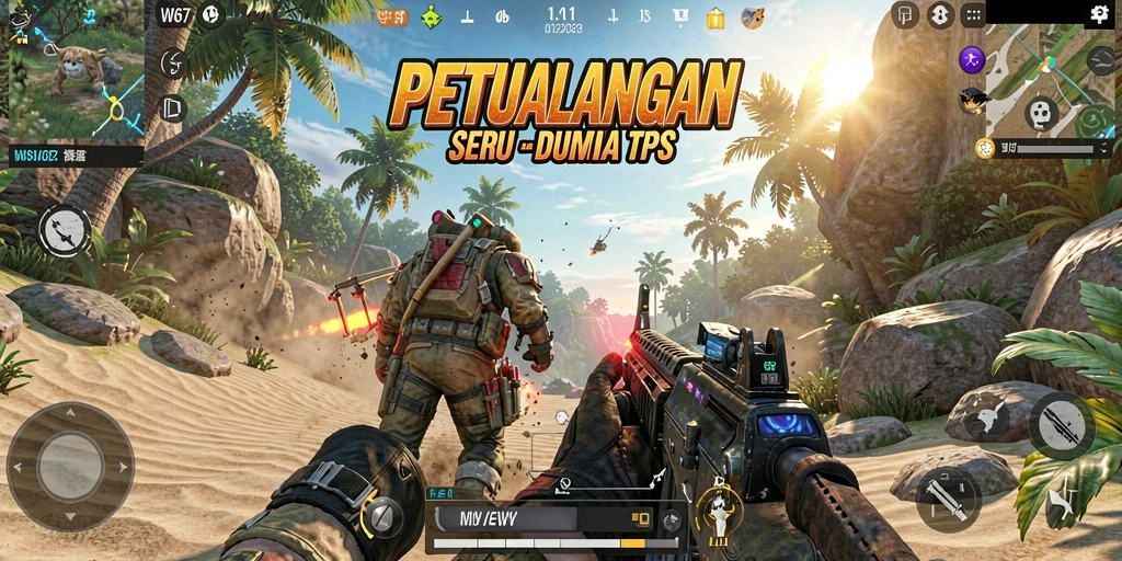 Tampilan gameplay seru dalam pertempuran TPS di W67.